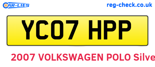 YC07HPP are the vehicle registration plates.