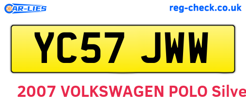 YC57JWW are the vehicle registration plates.