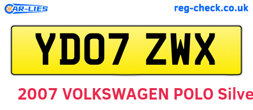 YD07ZWX are the vehicle registration plates.