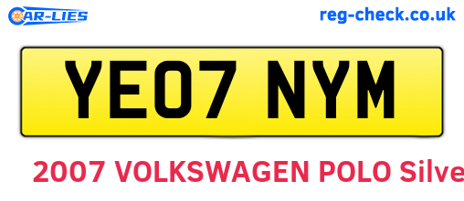 YE07NYM are the vehicle registration plates.