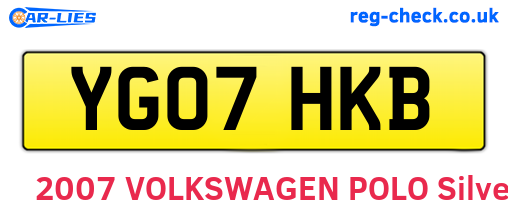 YG07HKB are the vehicle registration plates.