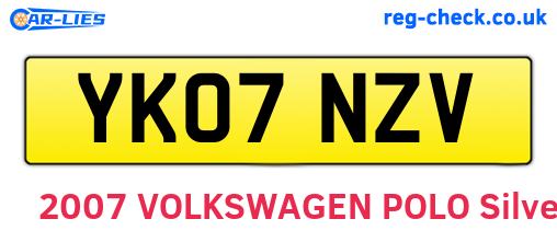 YK07NZV are the vehicle registration plates.