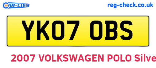 YK07OBS are the vehicle registration plates.