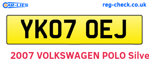 YK07OEJ are the vehicle registration plates.