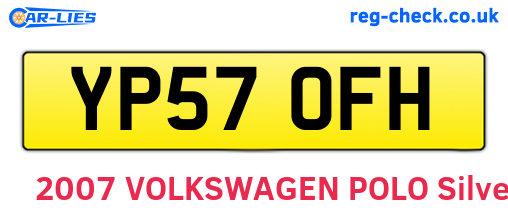 YP57OFH are the vehicle registration plates.