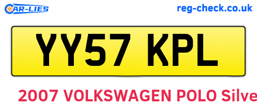 YY57KPL are the vehicle registration plates.