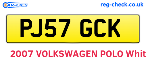 PJ57GCK are the vehicle registration plates.