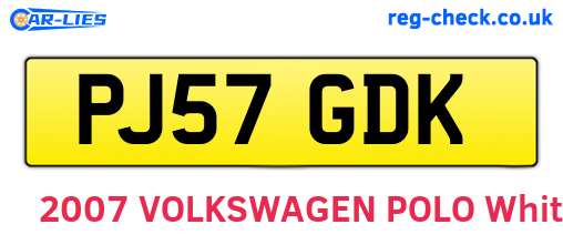 PJ57GDK are the vehicle registration plates.