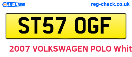 ST57OGF are the vehicle registration plates.