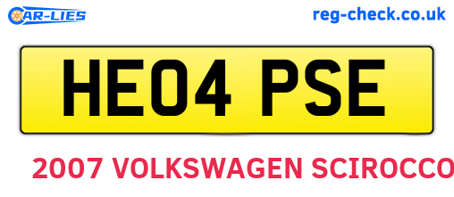 HE04PSE are the vehicle registration plates.