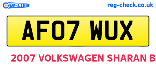AF07WUX are the vehicle registration plates.