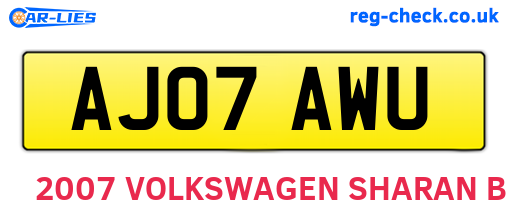 AJ07AWU are the vehicle registration plates.