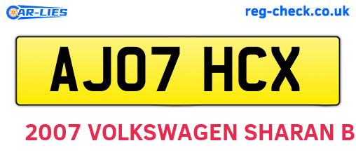 AJ07HCX are the vehicle registration plates.