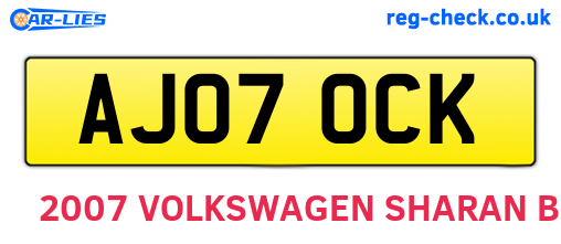 AJ07OCK are the vehicle registration plates.