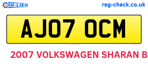 AJ07OCM are the vehicle registration plates.