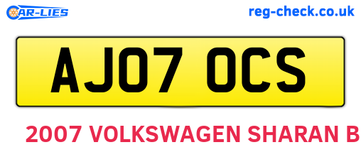 AJ07OCS are the vehicle registration plates.