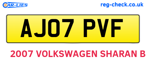 AJ07PVF are the vehicle registration plates.