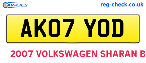 AK07YOD are the vehicle registration plates.