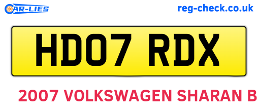 HD07RDX are the vehicle registration plates.