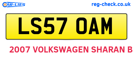 LS57OAM are the vehicle registration plates.