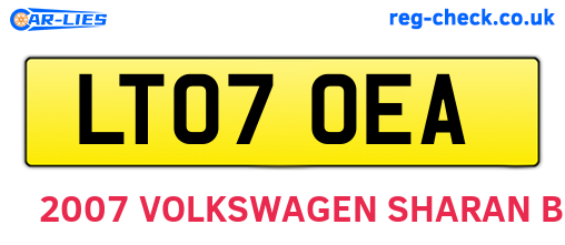 LT07OEA are the vehicle registration plates.