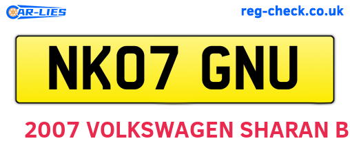 NK07GNU are the vehicle registration plates.