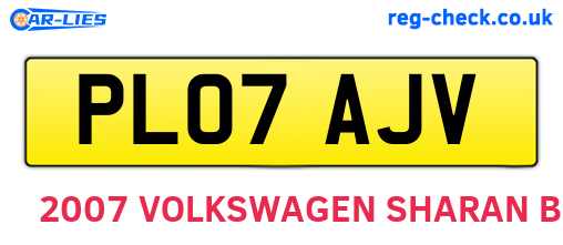 PL07AJV are the vehicle registration plates.