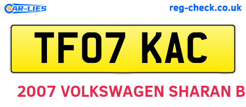 TF07KAC are the vehicle registration plates.