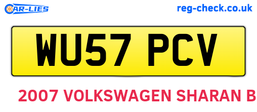 WU57PCV are the vehicle registration plates.