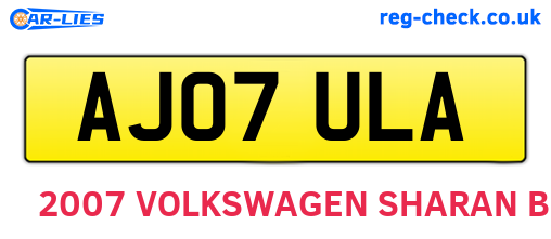 AJ07ULA are the vehicle registration plates.