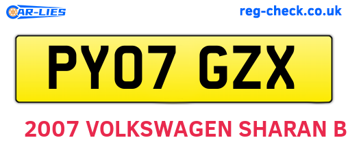 PY07GZX are the vehicle registration plates.
