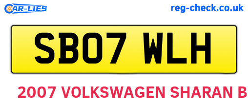 SB07WLH are the vehicle registration plates.