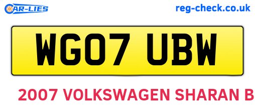 WG07UBW are the vehicle registration plates.