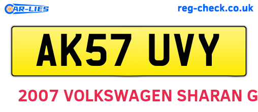 AK57UVY are the vehicle registration plates.