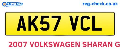AK57VCL are the vehicle registration plates.