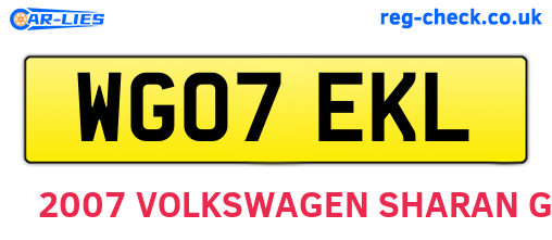 WG07EKL are the vehicle registration plates.