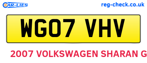 WG07VHV are the vehicle registration plates.