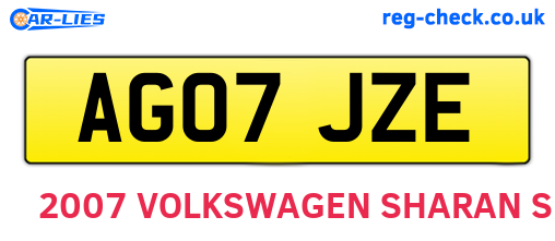 AG07JZE are the vehicle registration plates.