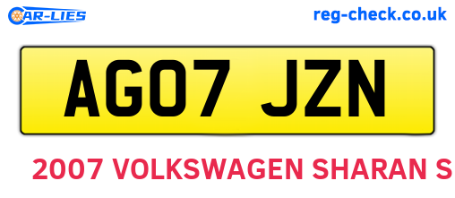 AG07JZN are the vehicle registration plates.