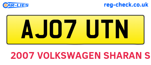AJ07UTN are the vehicle registration plates.