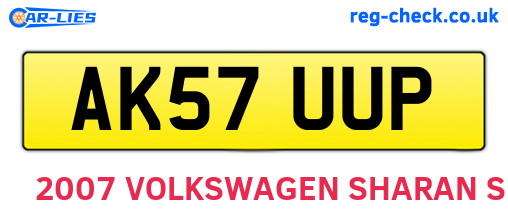 AK57UUP are the vehicle registration plates.