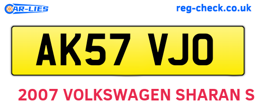 AK57VJO are the vehicle registration plates.