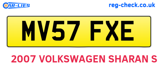 MV57FXE are the vehicle registration plates.