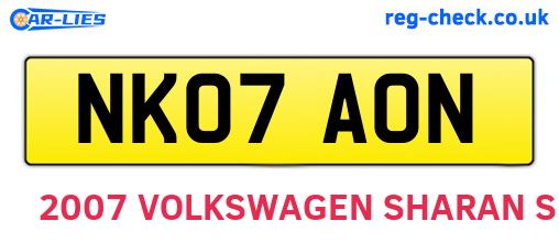 NK07AON are the vehicle registration plates.