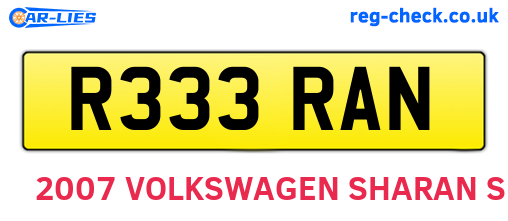 R333RAN are the vehicle registration plates.