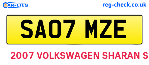 SA07MZE are the vehicle registration plates.