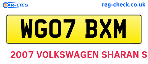 WG07BXM are the vehicle registration plates.