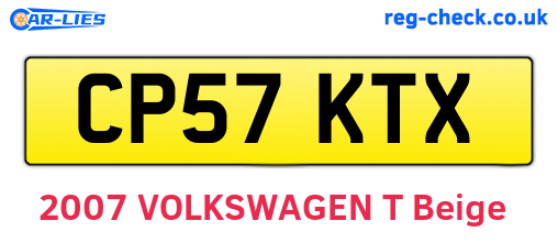CP57KTX are the vehicle registration plates.