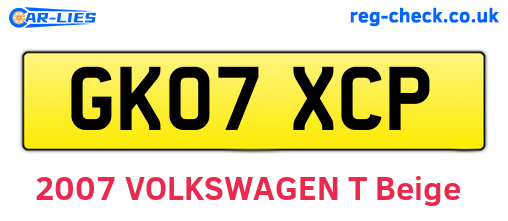 GK07XCP are the vehicle registration plates.
