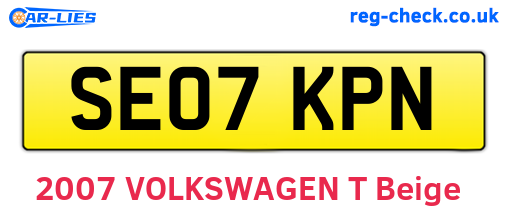 SE07KPN are the vehicle registration plates.